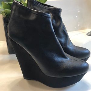 Black platform booties 7.5
